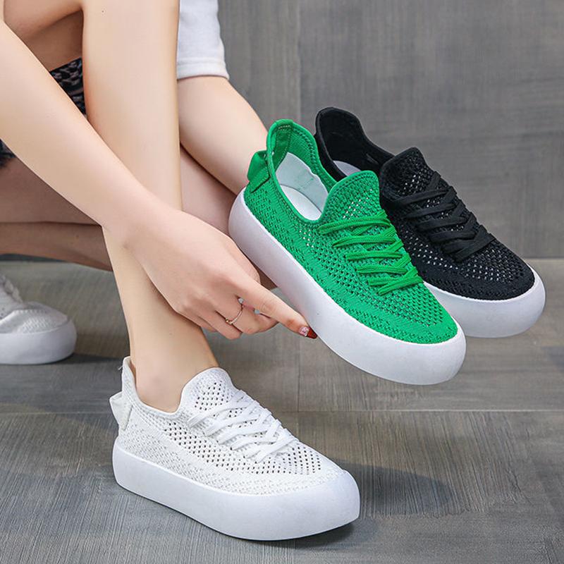 Little White Shoes Female Summer Hollow Lace Mesh Yarn Lace Mesh All-match Breathable Thick-soled Women's Shoes