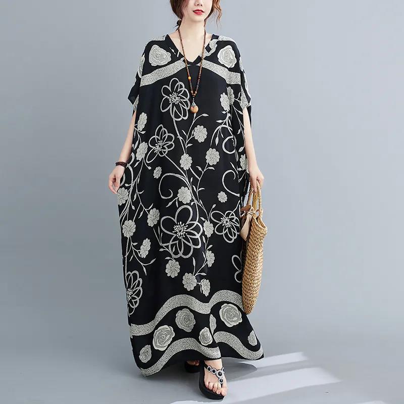 2021 Summer Retro Literature and Art Plus Size Women's Cotton Robe Cover Meat Dress Is Thin