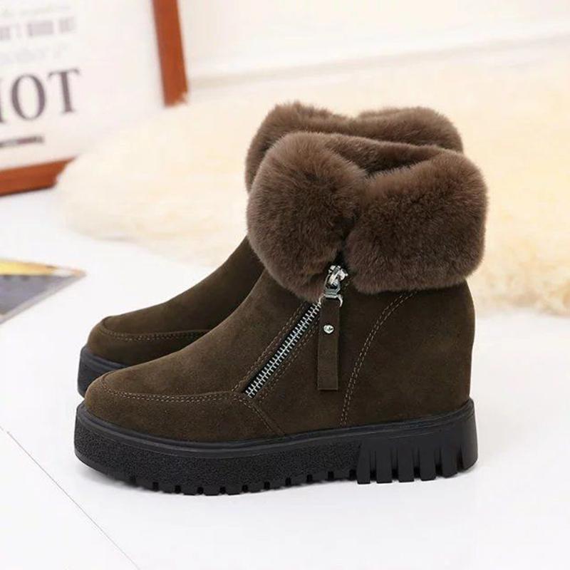 Plus Velvet Thick-soled Inner Heightening Short-tube Snow Boots Plush Short Boots Ladies Winter Cotton Shoes