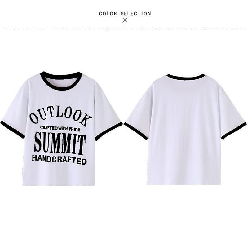 Black and White Suit, Large Size Women's Clothing Loose and Thin Leisure Two-piece Sports Suit Casual Home Service Short-sleeved Shirt