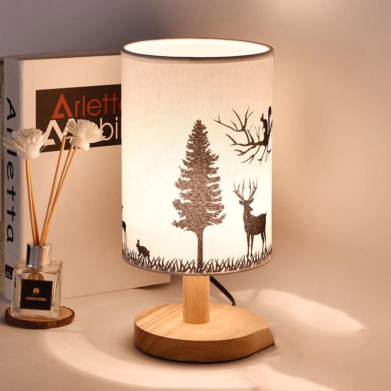 Bedroom Bedside Lamp Night Light Warm Dimmable Wood Table Lamp Home Decoration Accessories Lights