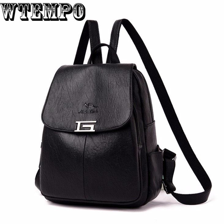 Fashion Multifunction Backpack School Bags For Women Leather Backpacks Vintage Female Shoulder Bag