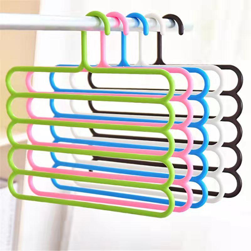 5/10Pcs Multifunctional Five-layer Pants Shelf Non-slip Multi-layer Clothes Hanger Drying Rack Towel Indoor Storage Artifact Pants Hanging Scarf Rack