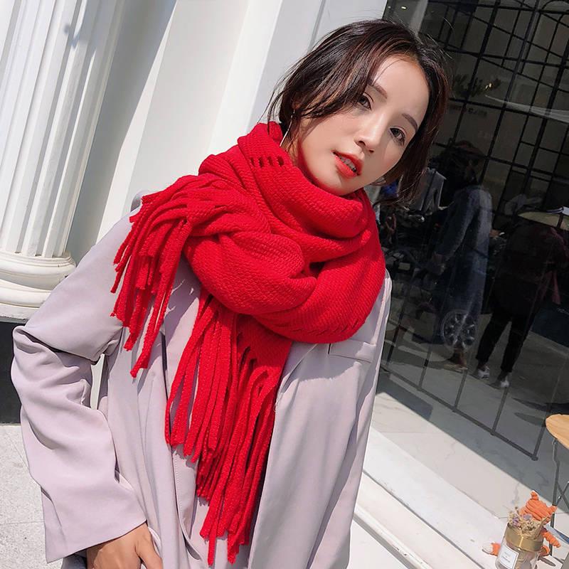 Scarf Knitted Autumn Winter Female Warm Scarf Women Girls Tassel Scarf Wool Scarf Shawl