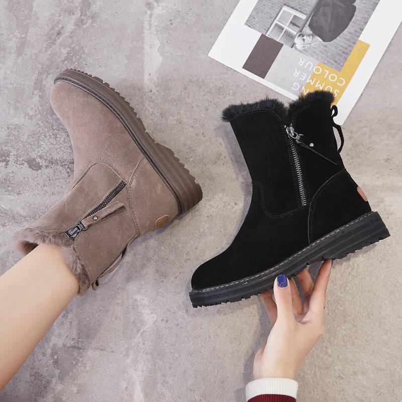 Women Snow Boots Warm Fur Plush Winter Ankle Boot Plus Size Platform Ladies Suede Shoes Female