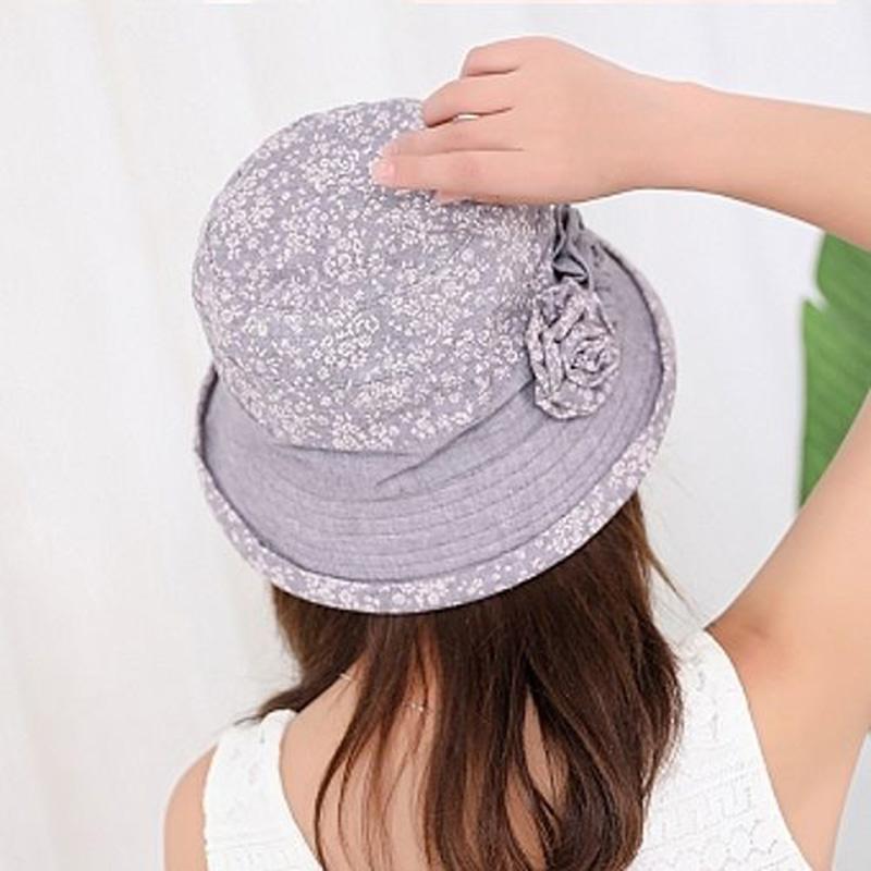 Women's Flower Cotton Cap Foldable Spring Summer Fisherman Hat All Match Floral Cloth Cap Windshield Sun Hat Elegant Pot Cap