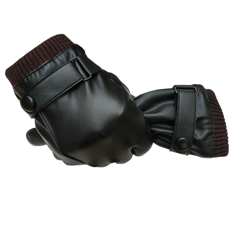 Thick gloves Man fashion gloves Plush Cotton gloves Windproof gloves Winter Warm Leather gloves