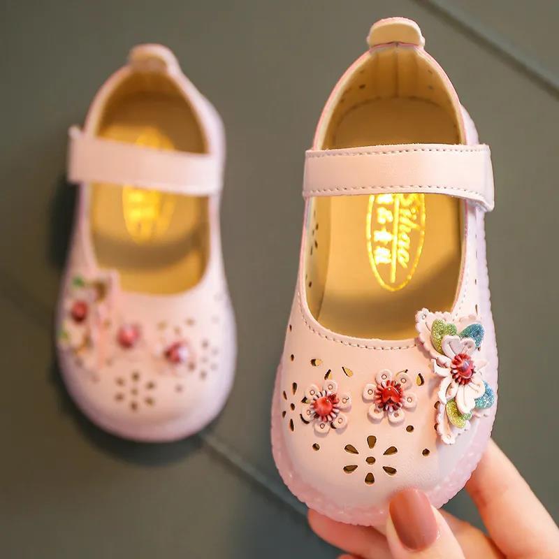 Spring and Autumn Girls' Leather Shoes Hollow Student Net Red Princess Shoes Baby Children's Dance Shoes Children's Single Shoes