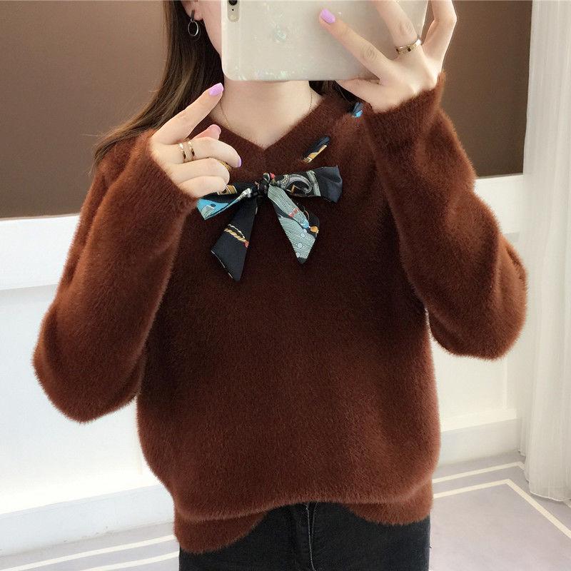 Autumn and Winter Mohair Jacket Fashion Thick Loose Top Casual Style Women Sweater