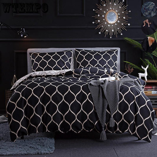 Quality Bedding Set Modern European Style Bed Linen Pillowcase and Plant Pattern Duvet Cover