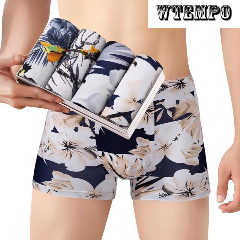 4 Pcs Men Elastic U Convex Underpants Underwear Boxer Briefs Soft and Comfortable Boxer Shorts