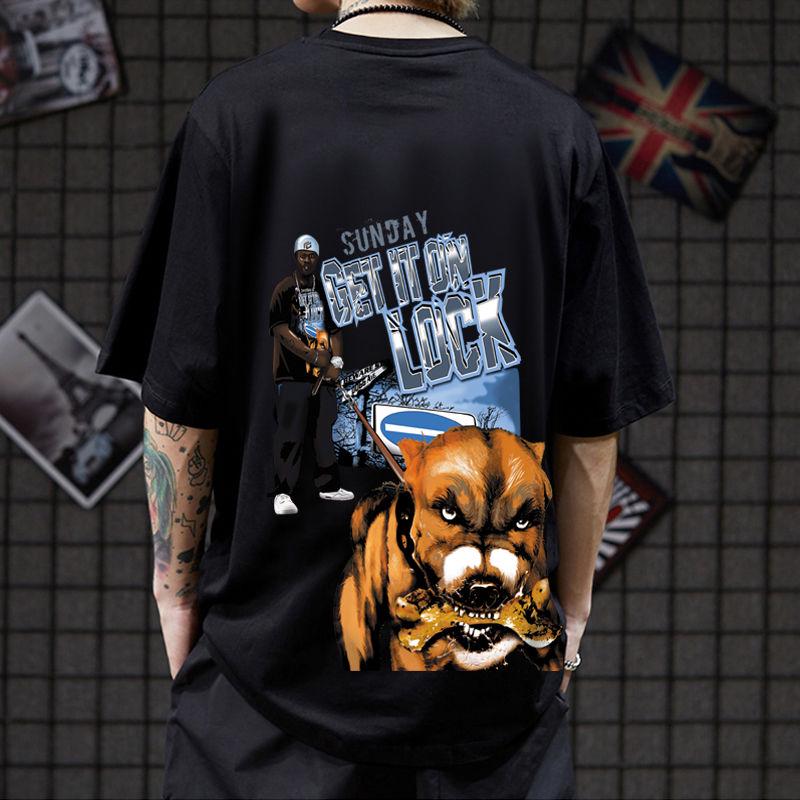 Street personality clothing cotton plus size men's short-sleeved T-shirt men's half-sleeved T-shirt