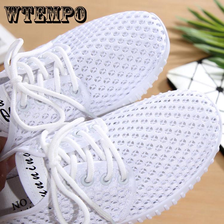 Flat Bottom Mesh Shoes Women's Lace-up Running Shoes Summer Breathable Mesh Shoes