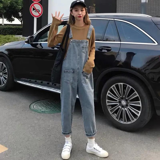 WTEMPO Summer Overalls Jumpsuit Woman Jeans Long Romper Pants Zipper Pockets Sleeveless Adjusted Jeans Trousers