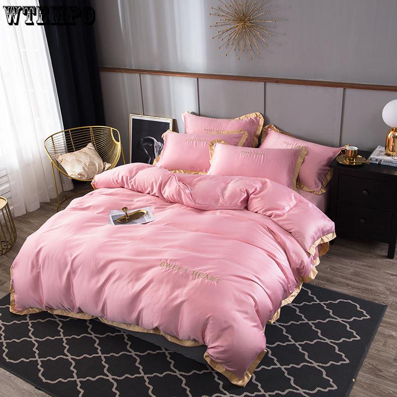 Bedding Sets Quilt Cover Duvet Cover Luxury 4pcs Home Furnishing Ice Silk Luruxy Bedclothes