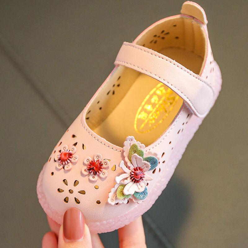 Spring and Autumn Girls' Leather Shoes Hollow Student Net Red Princess Shoes Baby Children's Dance Shoes Children's Single Shoes