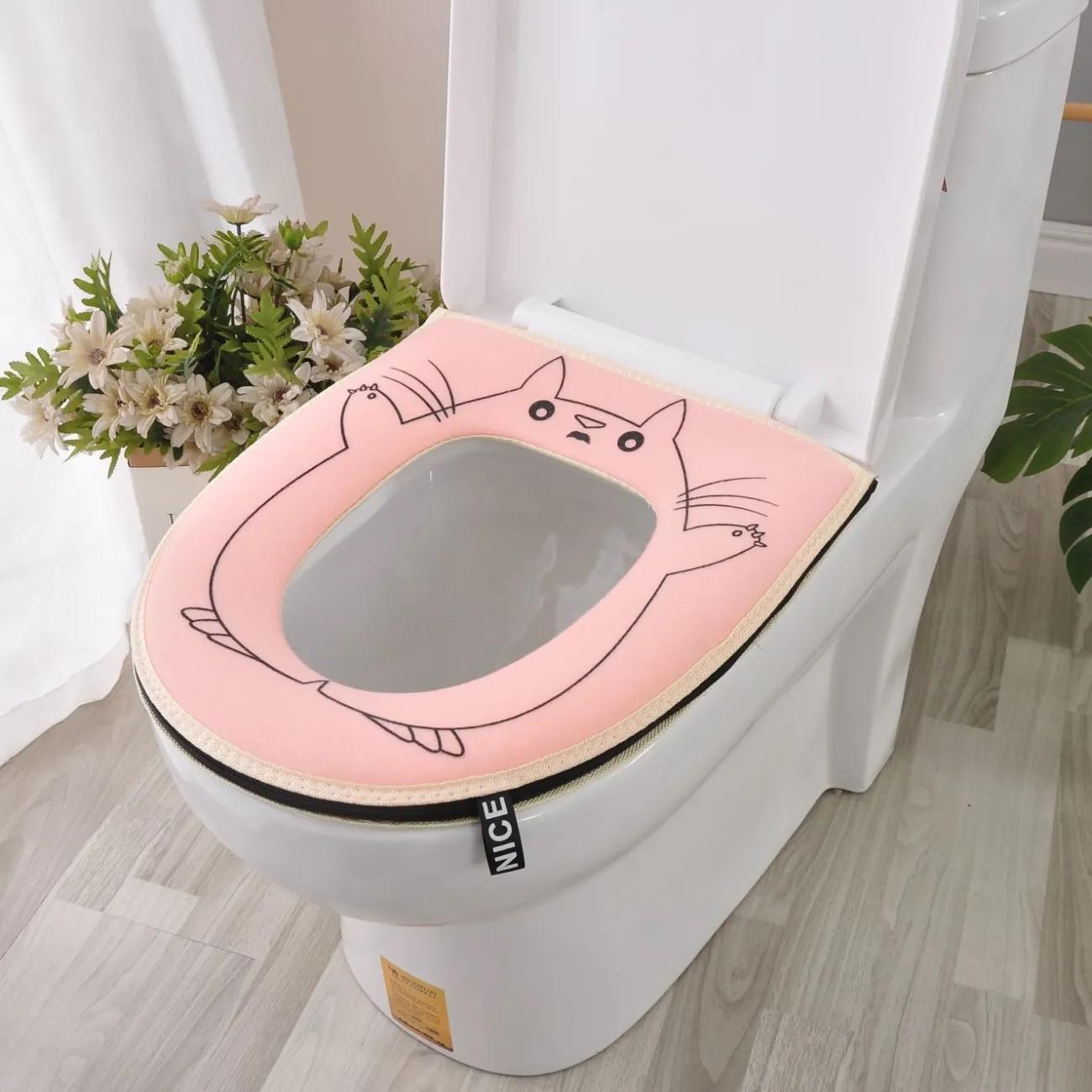 One Piece Toilet Mat Household Four Seasons Waterproof Seat Cushion Zipper Toilet Seat Cover