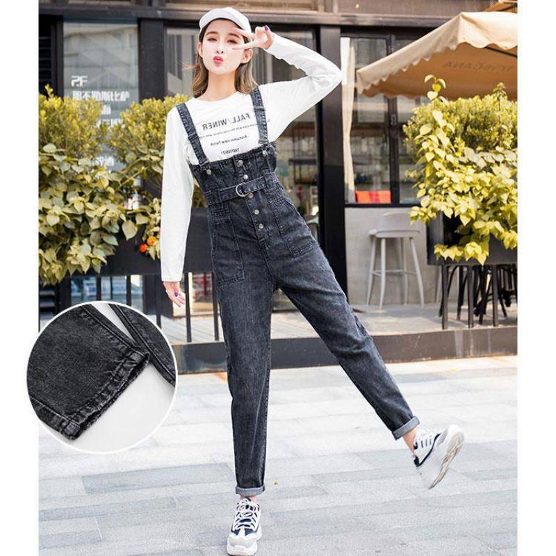 WTEMPO Women's Denim Overalls Loose and Thin Slim Fit Student Cute Summer Bud Pants Fashion High-rise Jeans