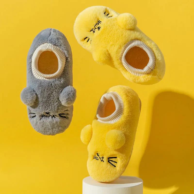 Autumn and Winter Cotton Slippers Cute Cat Design Cotton Slippers, Indoor Warmth Leisure and Entertainment, Flat Cotton Shoes