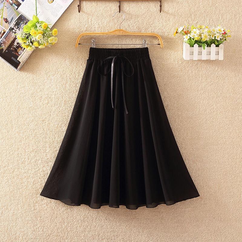 Floral Skirt Women's High Waist Mid-length Summer Fashion Casual Printed Chiffon Skirt