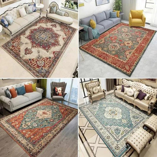 Retro Carpet 100*160cm Nordic Ethnic Style Living Room Coffee Table Blanket Household Persian Carpet Full Bedroom Bedside Carpet