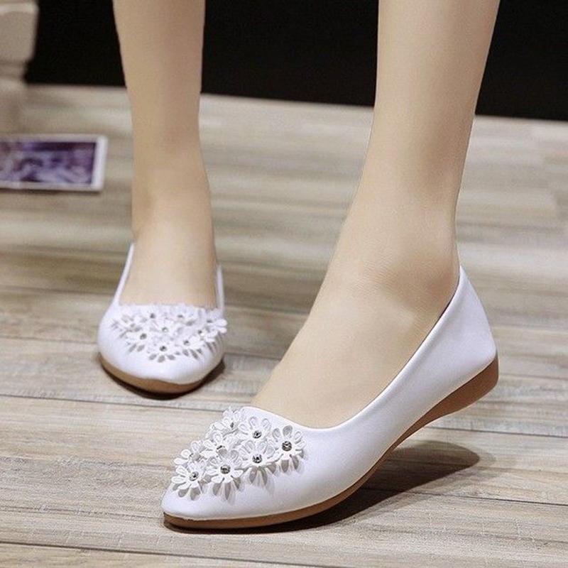 Pointed-toe Leather Shoes Single Shoes Soft-soled Flat-heeled Women's Flat-bottomed Pointed-toe Shoes Shallow Mouth Casual Women's Single Shoes