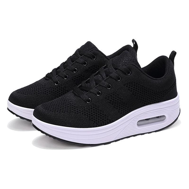 Women's Striped Single Shoes Soft Surface Heightening Shoes Breathable Mesh Versatile Sports Shoes Non Slip Casual Shoes