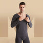 Men Winter Thermal Underwear V-neck Autumn Tight Suit Windproof Comfortable Soft Lining Long Sleeve High Elasticity Slim Tracksuit Wearable Versatile