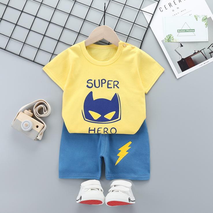 Children's Short Sleeve Suit Korean Style Boys and Girls Set Printing T-shirt + Shorts Two Piece Set