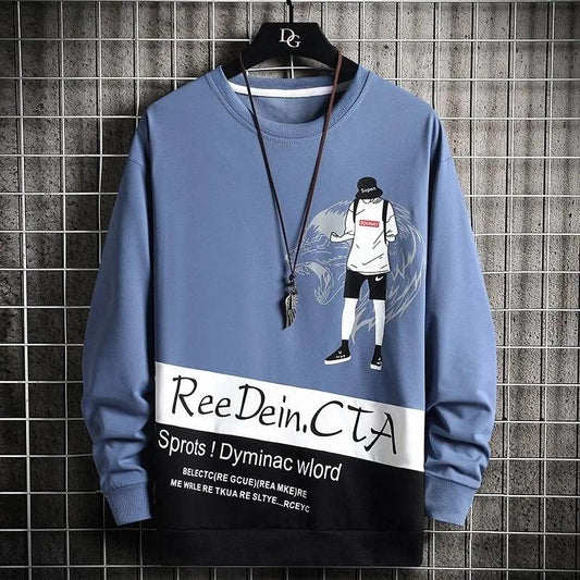 Men's Sweater Korean Version Trend Spring and Autumn Ins Pullover Loose Large Size Long-sleeved T-shirt Youth Top Clothes Male