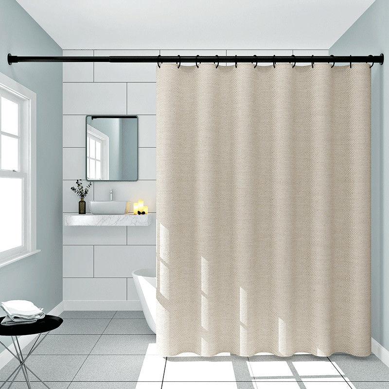 Linen Bathroom Shower Curtain Waterproof and Mildew-proof Shower Curtain Free Perforated Telescopic Rod Curtain Cloth Shower Curtain Partition Curtain