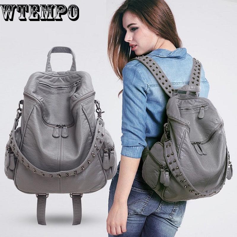 Backpack Lightweight Spacious Casual Daypacks Soft PU Leather  Bag For Women Female Girls Ladies