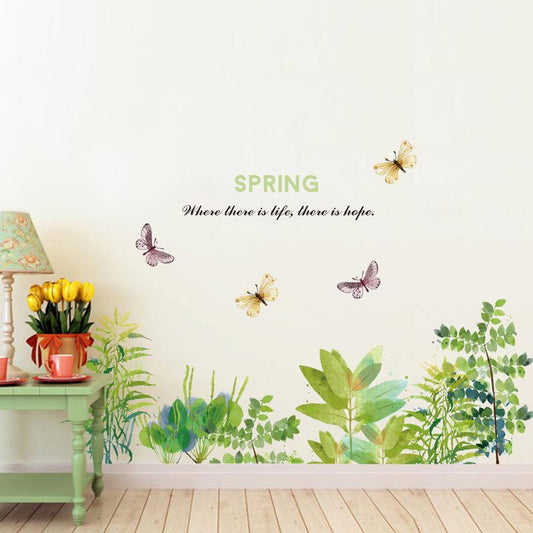 Wallpaper Creative Warm Romantic Baseboard Wall Sticker Butterfly Garden Flowers Custom Wall Sticker