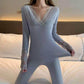 Fall Lace Goddess Thermal Underwear Slim Body Fall/Winter Base Pyjama Set