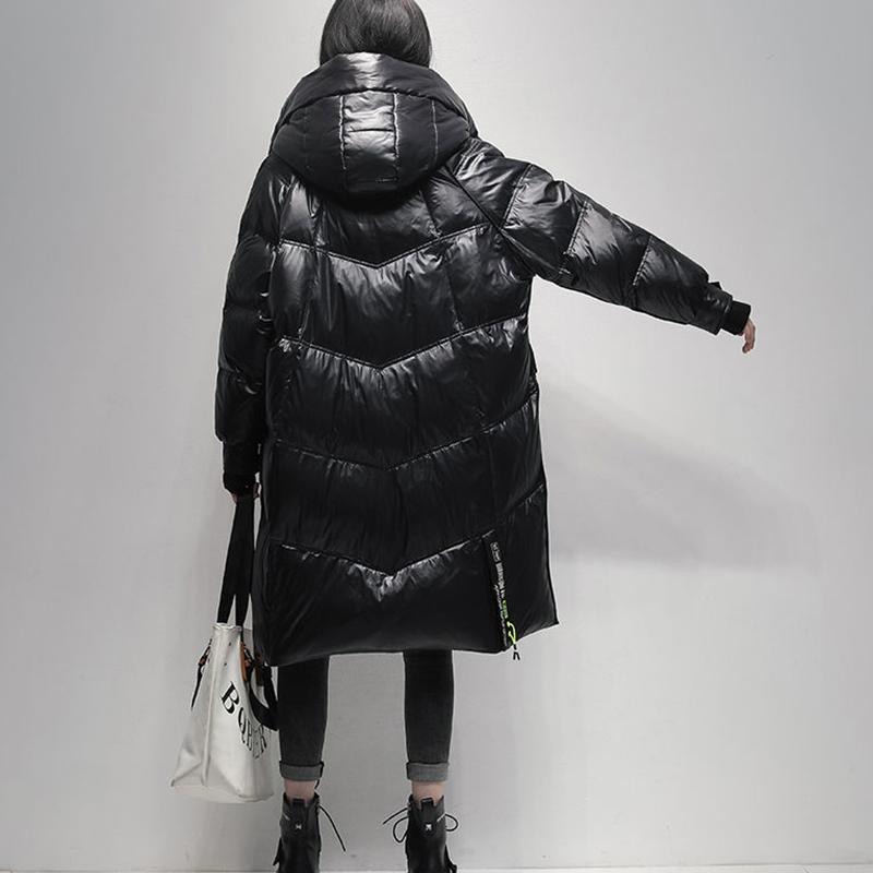 Women's Winter Korean Style Loose Quilted Coat Warm Stand-up Collar Down Jacket Women's Bright Face Long Down Jacket