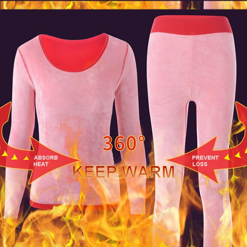 Ladies Thermal Underwear Set Plus Velvet Self-heating German Velvet Thickening Seamless Constant Temperature Body Autumn Clothes Long Pants