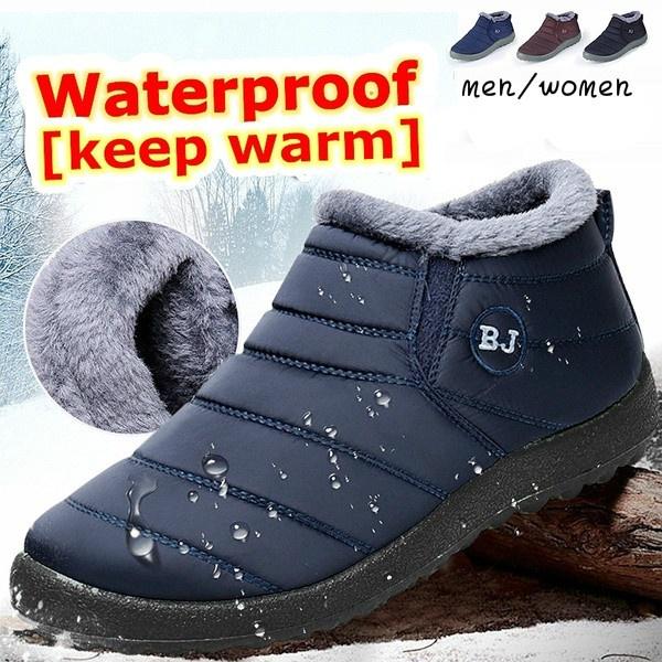 Ladies/Men Winter Shoes Solid Color Snow Boots Cotton Lining Non-slip Bottom Warm Waterproof Ski Boots