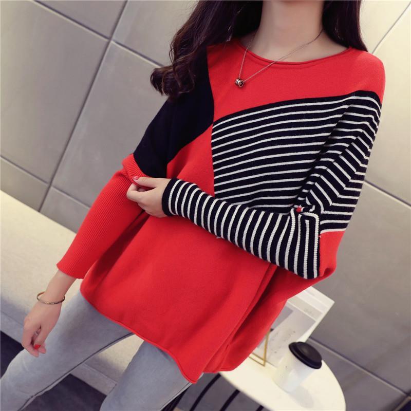 Autumn Short Bat Shirt with A Bottoming Ladies Sweater Loose Knit Outer Top