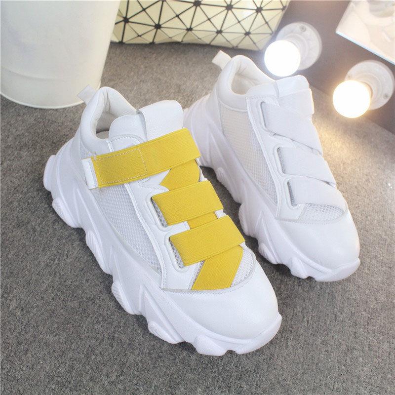 Trifle Small White Shoes Women Spring  Summer Candy Color Velcro Mesh Breathable Sneakers Thick-soled Running Shoes