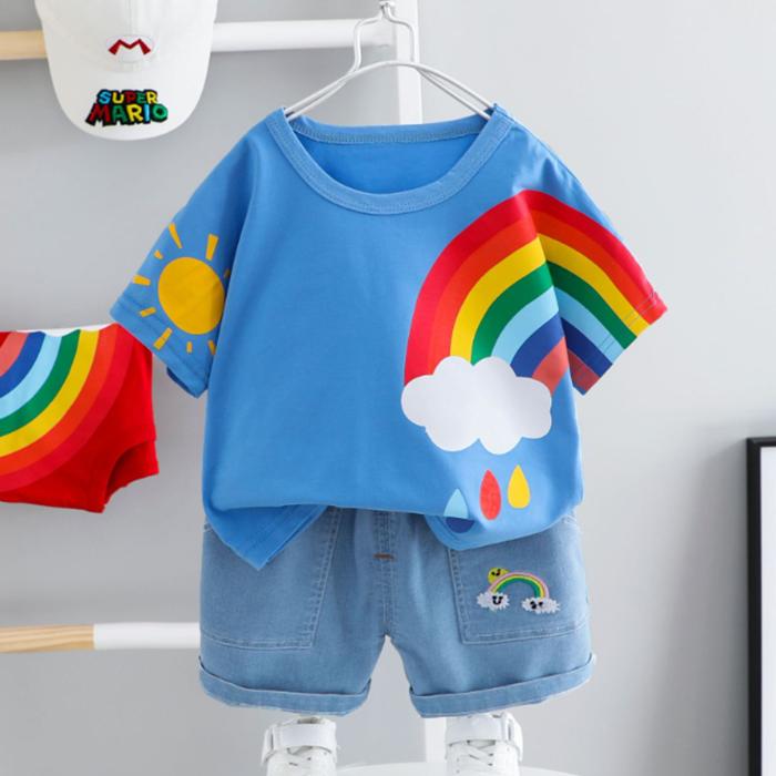 Baby Boy and Girl Summer Printing Short-sleeved Suit for Children 1-3 Years Old Baby Boy and Girl Summer Two-piece Suit