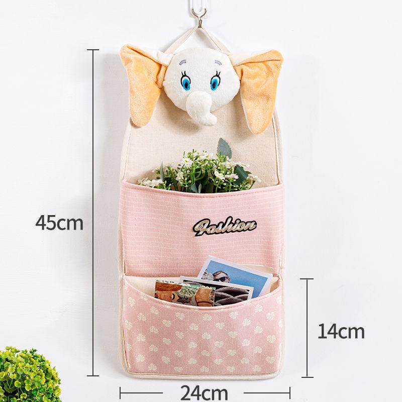 Multi-pocket Lovely Fabric Sundry Storage Bag Dormitory Door Back Wall Hanging Bag Cell Phone Key Storage Hanging Bag Home Organizer