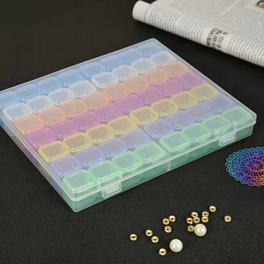 3Pcs Nail Art Colorful Jewelry Storage Box Tool Box 56 Grid Detachable Box Independent Grid Transparent Small Jewelry Storage Box