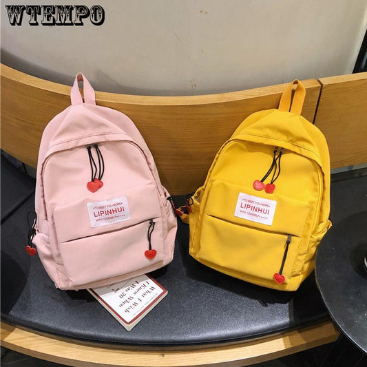 Love Heart School Bag for Teenager Girls Cute Small Nylon Schoolbag Backpack