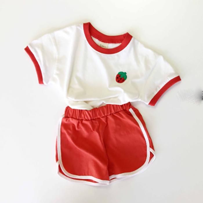 Korean Children's Clothing Baby Children's Suit Summer Cute Fruit Pattern Short Sleeve Shorts Casual Suit