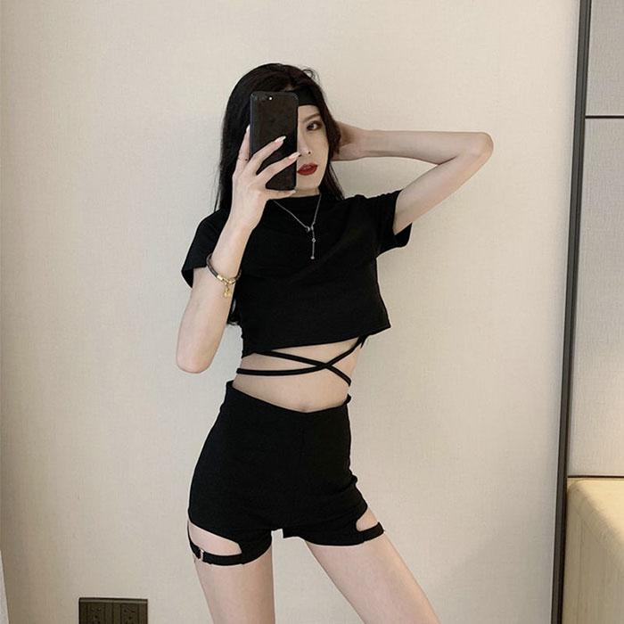 S-XL Summer Women Black High Waist Leg Loop Shorts Student Sexy Anti-light Thin Mini Pants