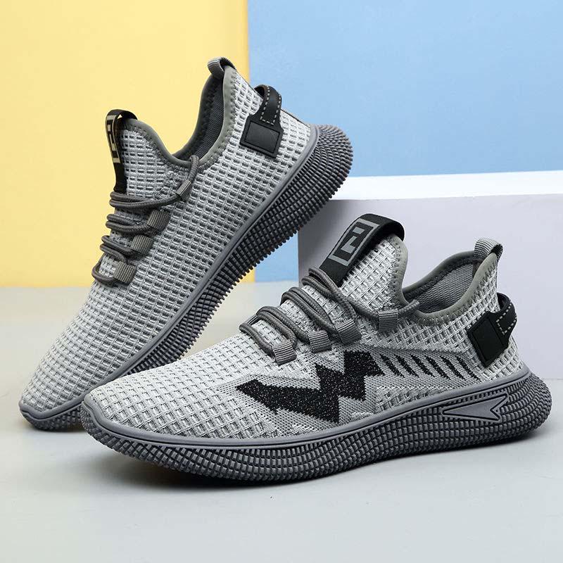 Plus Size 38-44 Summer Men Flying Woven Mesh Sneakers Comfortable Breathable Running Basketball Shoes Casual Shockproof Non-slip Shoes