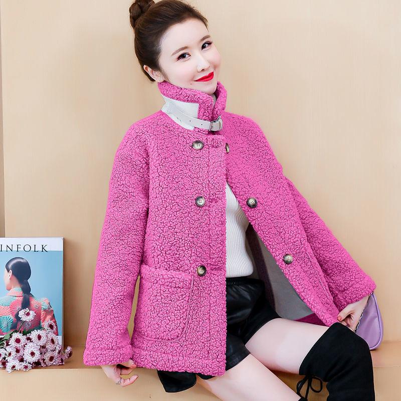 Lamb Wool Short Coat Female Autumn and Winter Korean Loose Faux Fur One-piece Lamb Wool Granular Fleece Coat