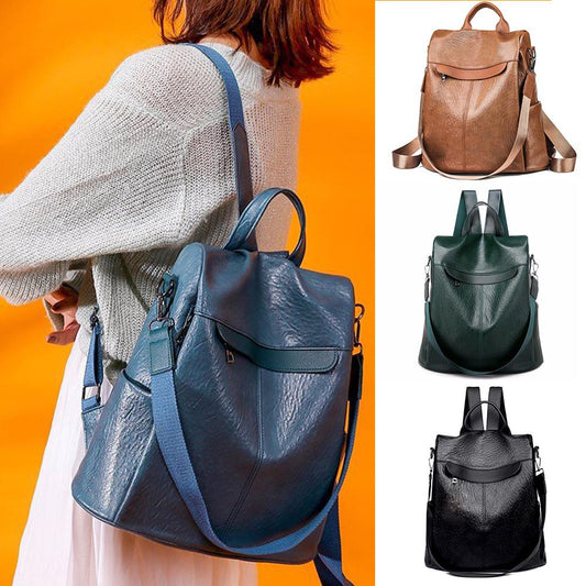 New Wild Fashion Large Capacity Backpack Ladies PU Anti-theft Bag Short Distance Outdoor Travel Bag