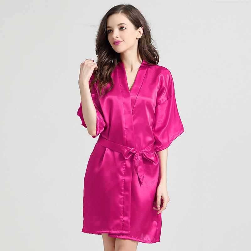 Spring and Autumn Sexy Bathrobe Nightgown Summer Simulation Silk Thin Silk Pajamas