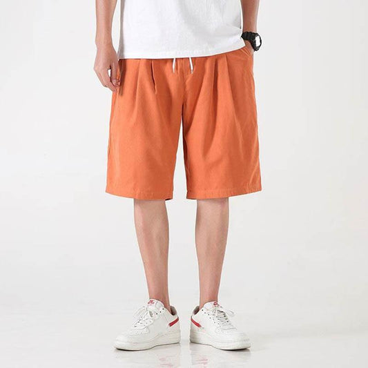 Men's Shorts Summer Loose Breathable Solid Color Casual Five-point Pants Sports Beach Pants All-match Thin Sweat-absorbing Cool Shorts